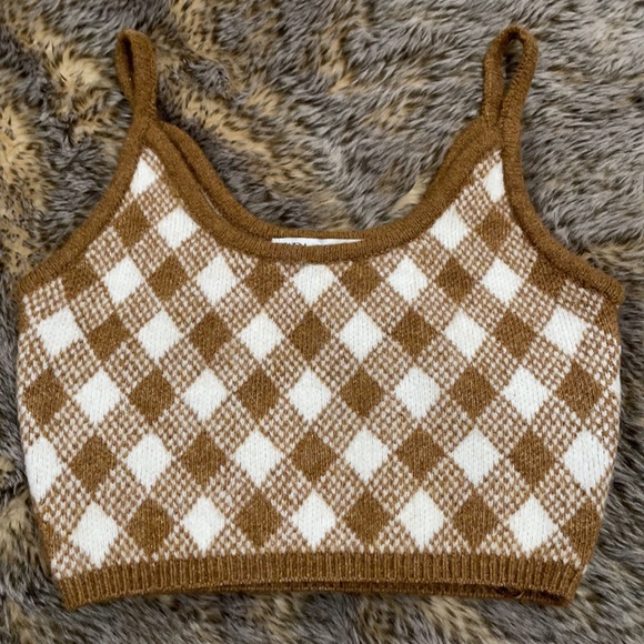 Zara cropped argyle knit vest NWOT - Picture 3 of 6